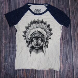 Secret Artist Collective Shirt Mens Small Wolf Headdress Graphic Art Made in USA